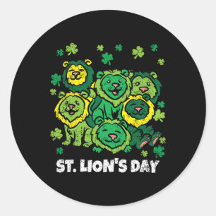 Lion St Patricks Day Cute Animal Shamrock Clover Classic Round Sticker