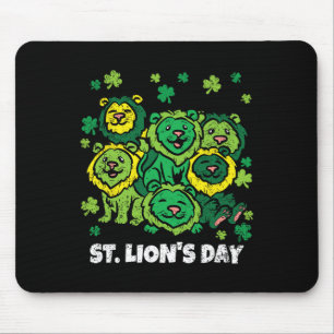 Lion St Patricks Day Cute Animal Shamrock Clover Mouse Pad