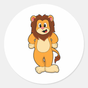 Lion standing classic round sticker