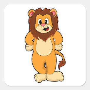 Lion standing square sticker