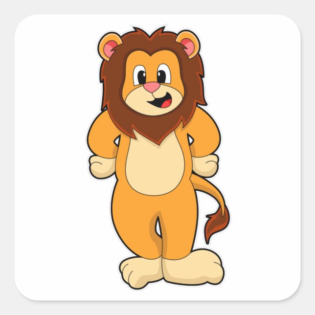 Lion standing square sticker (Front)