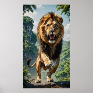 Lion standing up poster