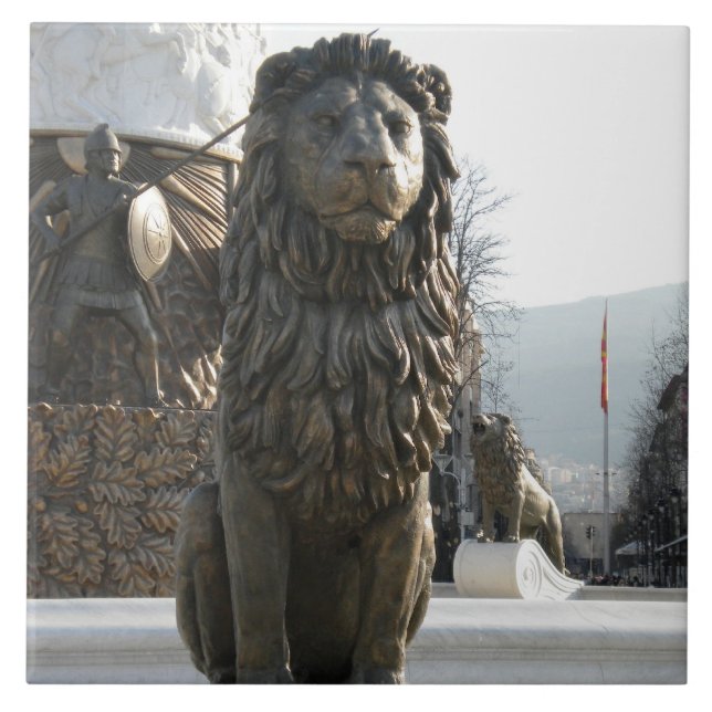 Lion Statue Ceramic Tile (Front)
