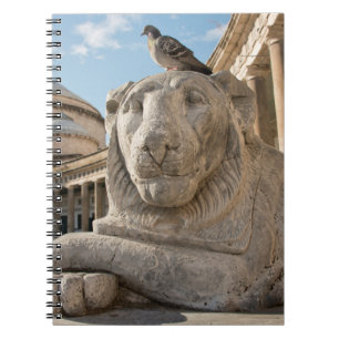 Lion statue in front of historic church notebook