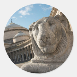 Lion statue in front of San Francesco di Paola Classic Round Sticker