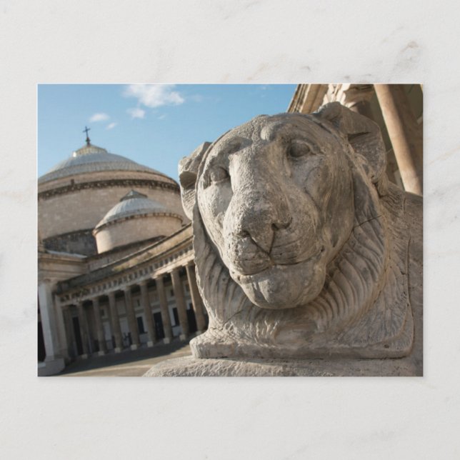 Lion statue in front of San Francesco di Paola Postcard (Front)