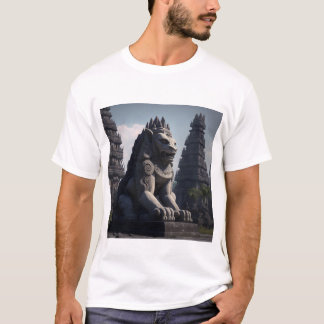 Lion Statue with Prambanan Temple in theBackground T-Shirt