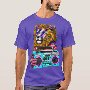 Lion Stereo Techno Cool Lion Dj Music Retro1649 T-Shirt