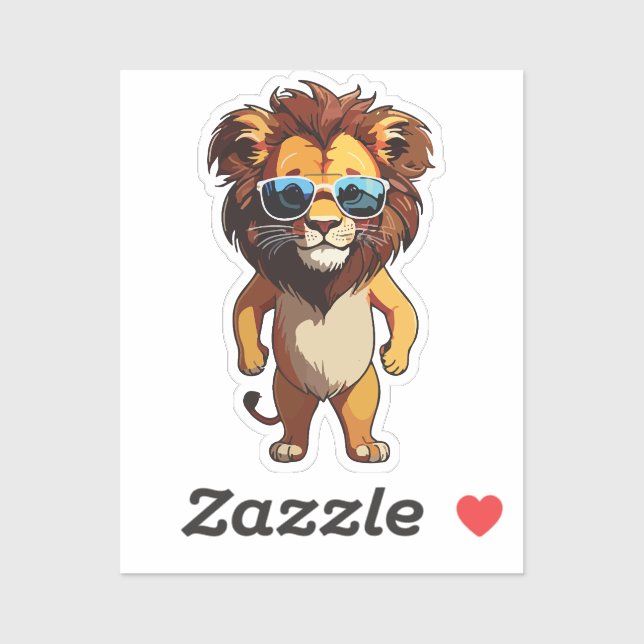 Lion Sticker with Aviator Sunglasses (Sheet)