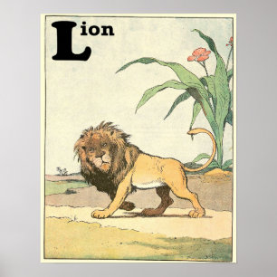 Lion Storybook Illustrated Alphabet Poster