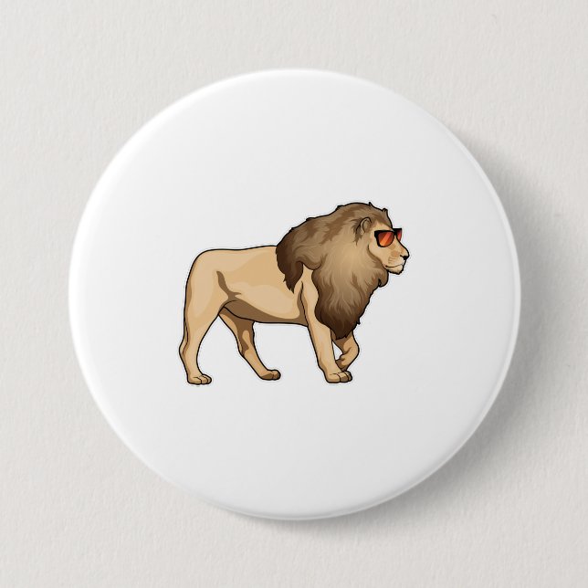 Lion Sunglasses 7.5 Cm Round Badge (Front)