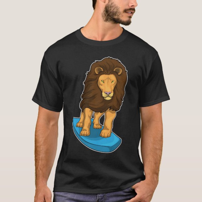 Lion Surfer Surfboard T-Shirt (Front)