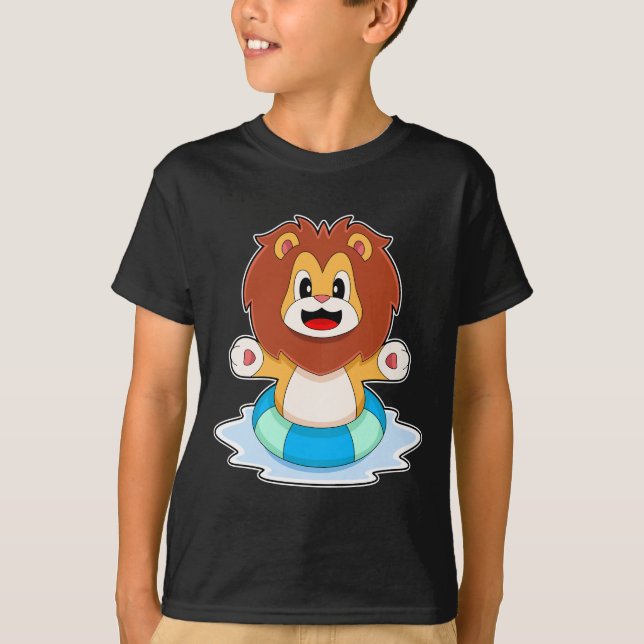 Lion Swimming Lifebuoy T-Shirt (Front)