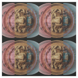 Lion Symbol of Power in Bohemian Style Fabric