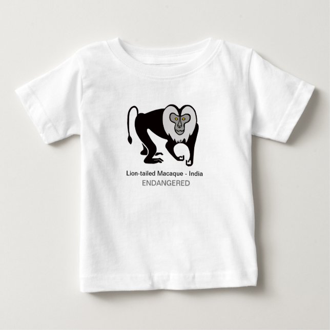  Lion-tailed MACAQUE- Endangered animal graphic Baby T-Shirt (Front)