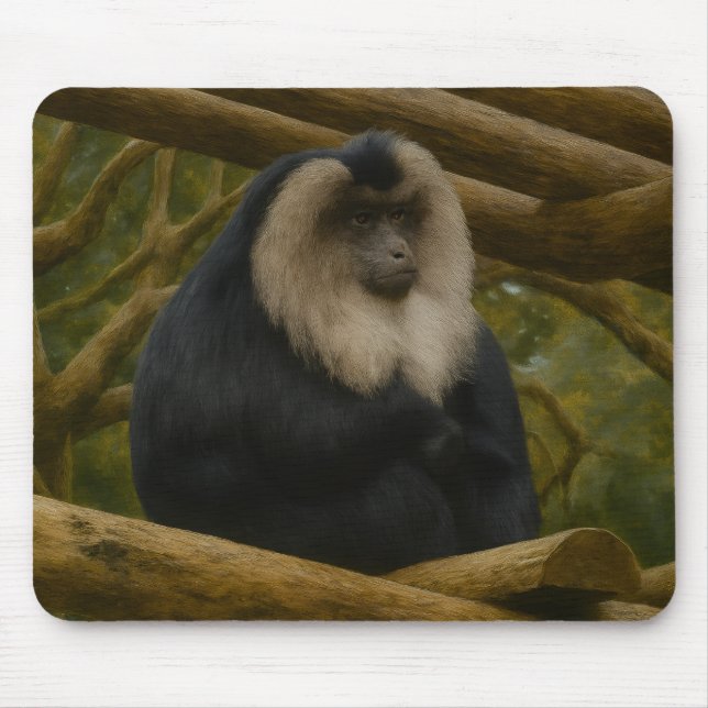 Lion-Tailed Macaque in Forest Sanctuary Mouse Pad (Front)