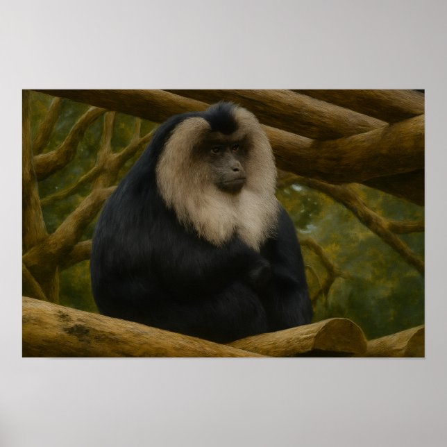 Lion-Tailed Macaque in Forest Sanctuary Poster (Front)