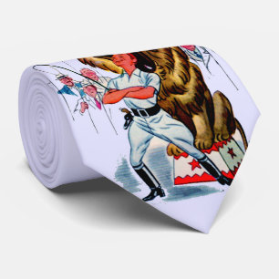 lion tamer and lion print tie
