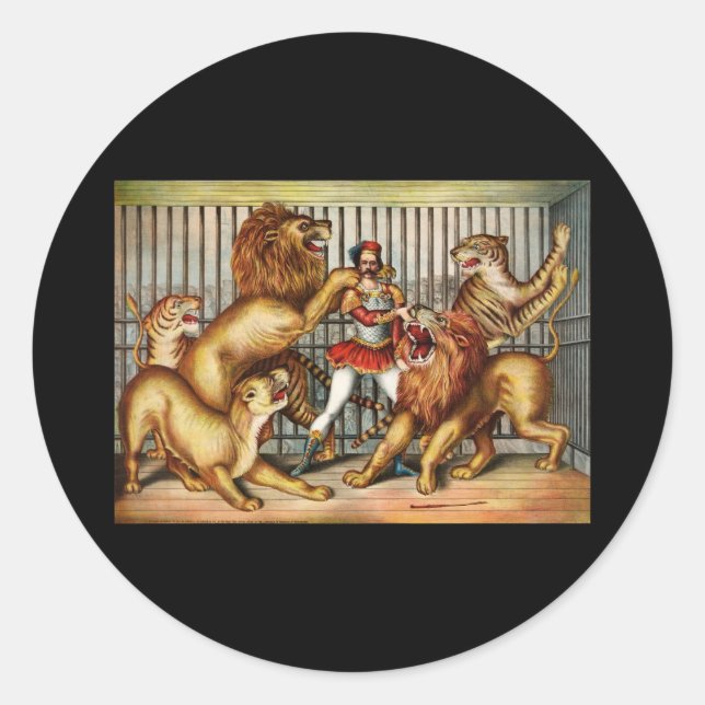 Lion tamer classic round sticker (Front)