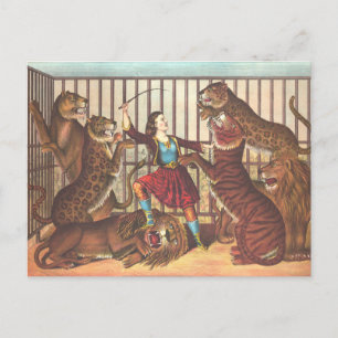 Lion Tamer Vintage Circus Postcard