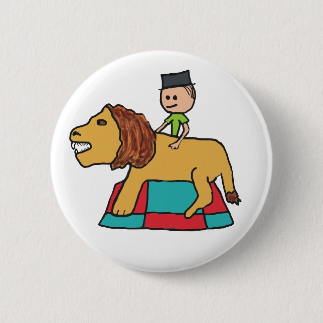 Lion Taming 6 Cm Round Badge (Front)