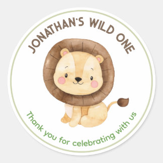 Lion Thank You Boy Birthday Favour Stickers Safari