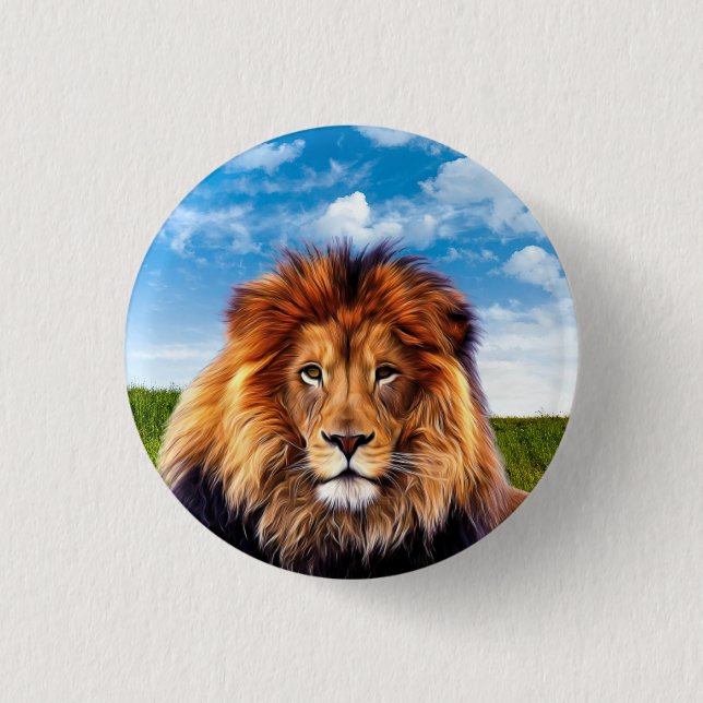 Lion The King of Forest 3 Cm Round Badge (Front)