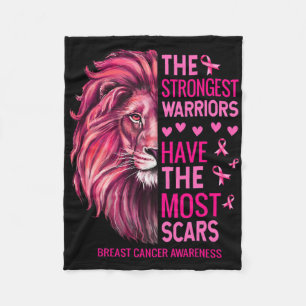 Lion The Strongest Warriors Breast Cancer Awarenes Fleece Blanket