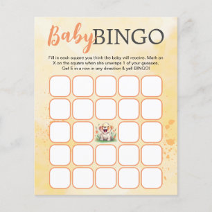 Lion Themed Baby Shower Bingo Card
