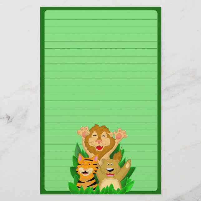 Lion Tiger and Bear Stationery (Ruled) (Front)