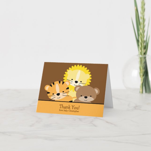 Lion, Tiger & Bear Thank You Note Card (Front)