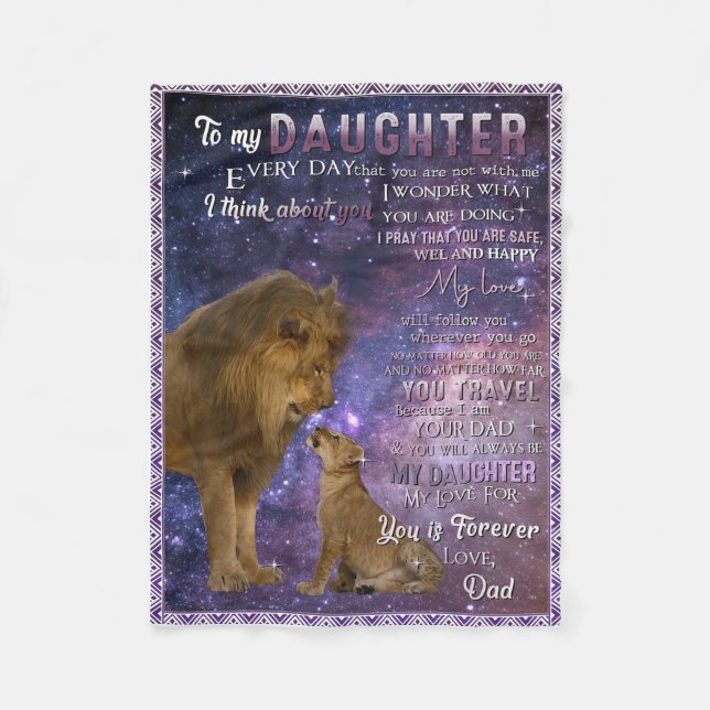 Lion To My Daughter Everyday Fleece Blanket (Front)