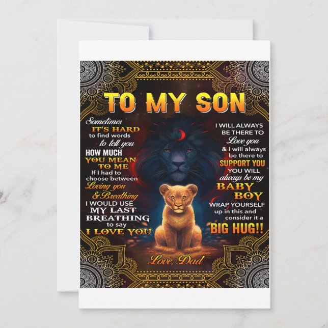 Lion To My Son Sometimes It's Hard Dad  Invitation (Front)