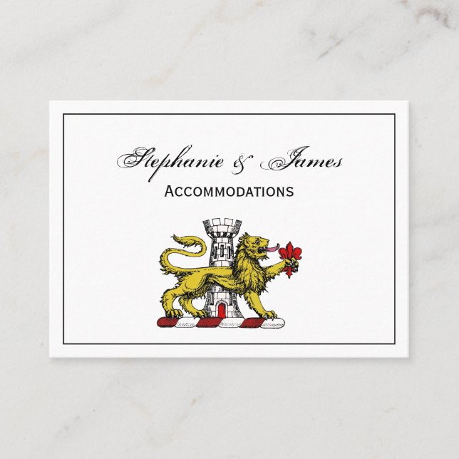 Lion Tower Fleur de Lis Crest Emblem C Business Card (Front)