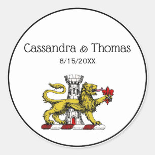 Lion Tower Fleur de Lis Crest Emblem C Classic Round Sticker