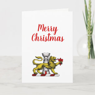 Lion Tower Fleur de Lis Crest Emblem C Holiday Card