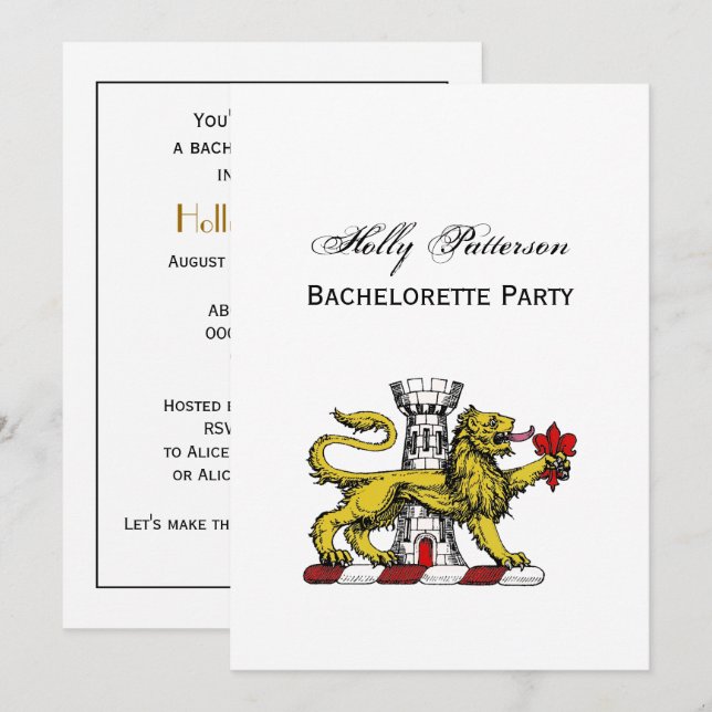 Lion Tower Fleur de Lis Crest Emblem C Invitation (Front/Back)