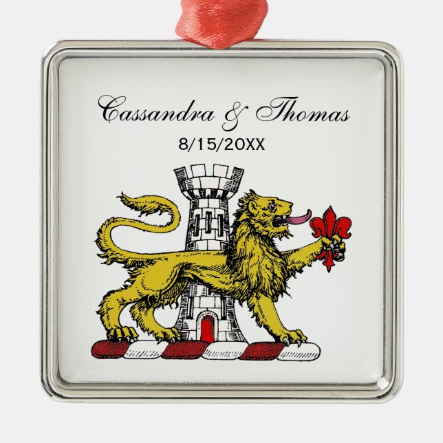 Lion Tower Fleur de Lis Crest Emblem C Metal Ornament (Front)