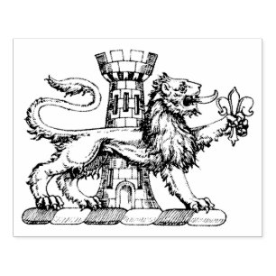 Lion Tower Fleur de Lis Crest Emblem C Rubber Stamp