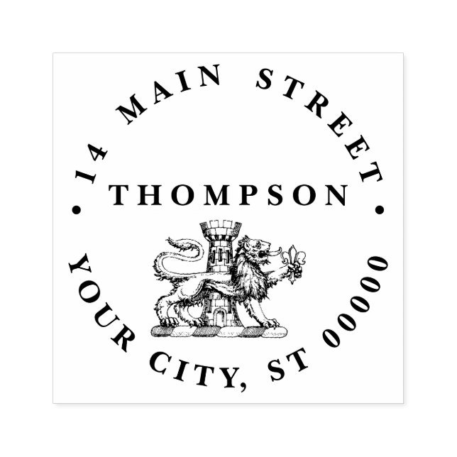 Lion Tower Fleur de Lis Crest Emblem C Rubber Stamp (Imprint)