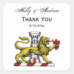 Lion Tower Fleur de Lis Crest Emblem C Square Sticker