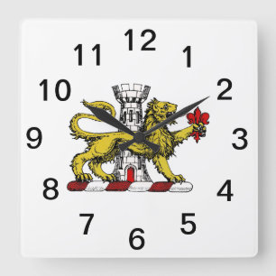 Lion Tower Fleur de Lis Crest Emblem C Square Wall Clock