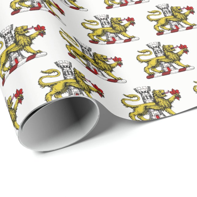Lion Tower Fleur de Lis Crest Emblem C Wrapping Paper (Roll Corner)