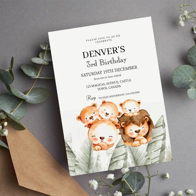 Lion Tropical Party | Gender Neutral Invitation (Creator Uploaded)