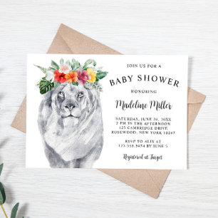 Lion Tropical Safari Baby Shower Invitation
