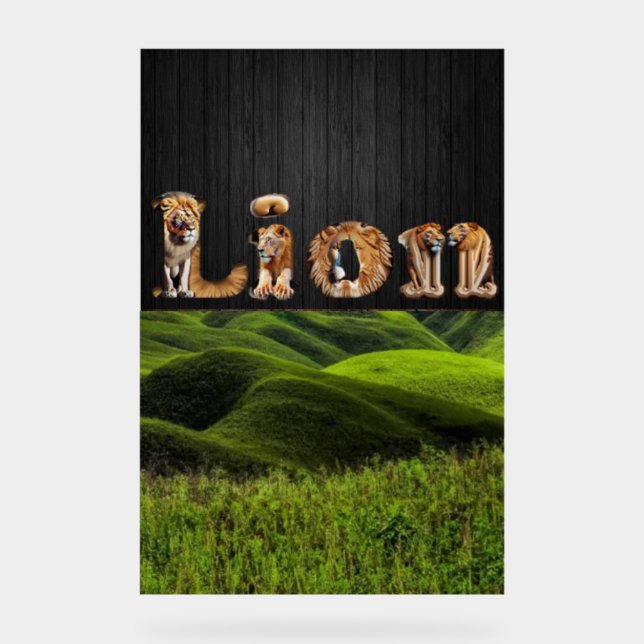 "LION Typography Art - Majestic Jungle King Poster (Front)