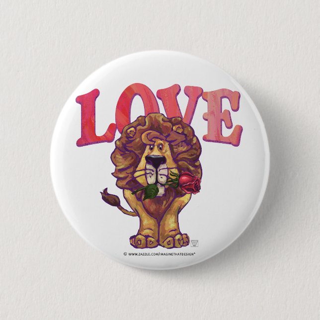Lion Valentine's Day 6 Cm Round Badge (Front)