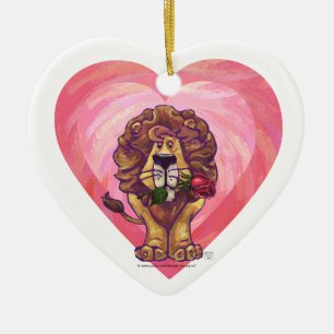 Lion Valentine's Day Ceramic Ornament