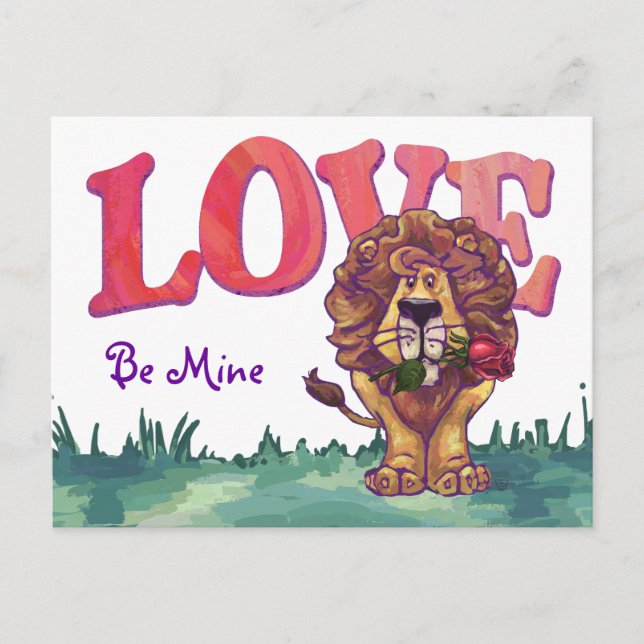 Lion Valentine's Day Holiday Postcard (Front)