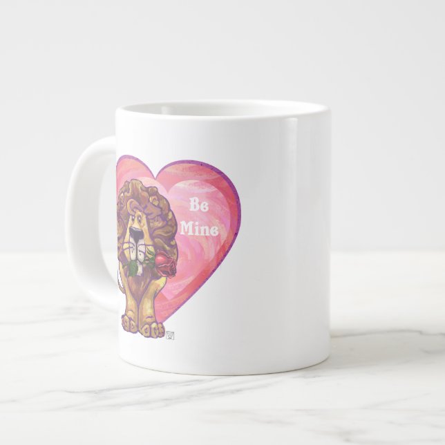 Lion Valentine's Day Large Coffee Mug (Front Left)
